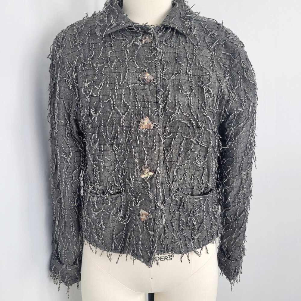 Vintage Kindred Spirit Fringe Yarn Textured Blazer Cropped Jacket